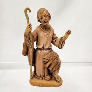 Vintage 1983 Fontanini Nativity Figurine Depose Italy Joseph Kneeling Staff 4.5"